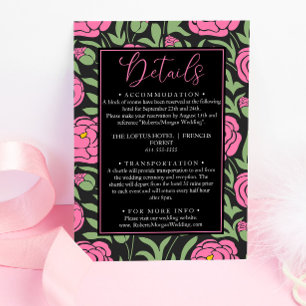 Elegante Rosa Peony Blume Hochzeitdetails Begleitkarte
