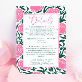 Elegante Rosa Peony Blume Hochzeitdetails Begleitkarte