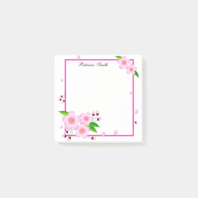 Elegante Rosa Peony Blume Personalisiert Post-it Klebezettel (Vorderseite)