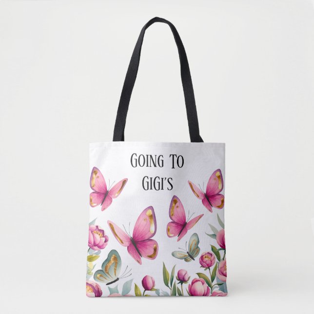 Elegante rosa Peony & Butterflies: GiGi's Tasche (Vorderseite)