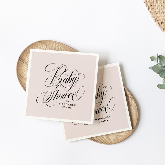 Elegante, rosa personalisierte Babydusche Serviette (Von Creator hochgeladen)