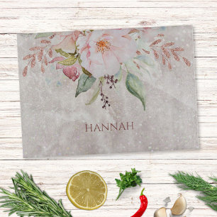 Elegante rosa Pfingstrose Blumenmarmor Schneidebrett