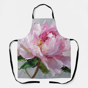 Elegante rosa Pfingstrose Dicke Impasto-Ölgemälde Schürze