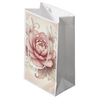 Elegante rosa Pfingstrose floral Kleine Geschenktüte