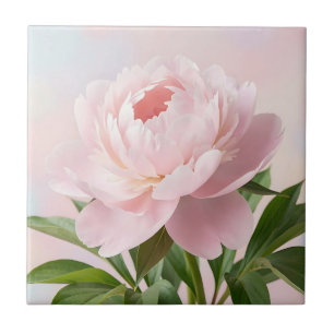 Elegante rosa Pfingstrose realistische Blüten Fliese