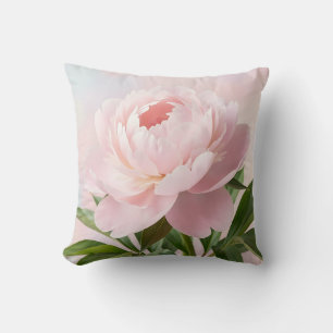 Elegante rosa Pfingstrose realistische Blüten Kissen