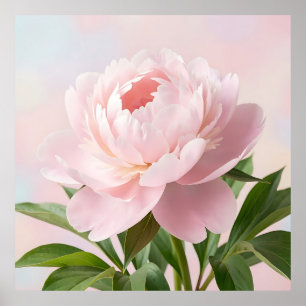 Elegante rosa Pfingstrose realistische Blüten Poster