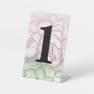 Elegante rosa Pfingstrosen-Aquarell-Hochzeitstisch Sockelschild