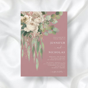 Elegante rosa Pfingstrosen Hochzeit Einladung