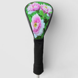 Elegante rosa Pfingstrosenblüten mit gelbem Zentru Golf Headcover