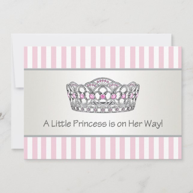 Elegante Rosa Princess Babydusche Einladung (Vorderseite)