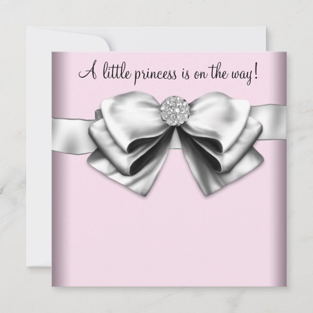 Elegante Rosa Princess Babydusche Einladung (Vorderseite)