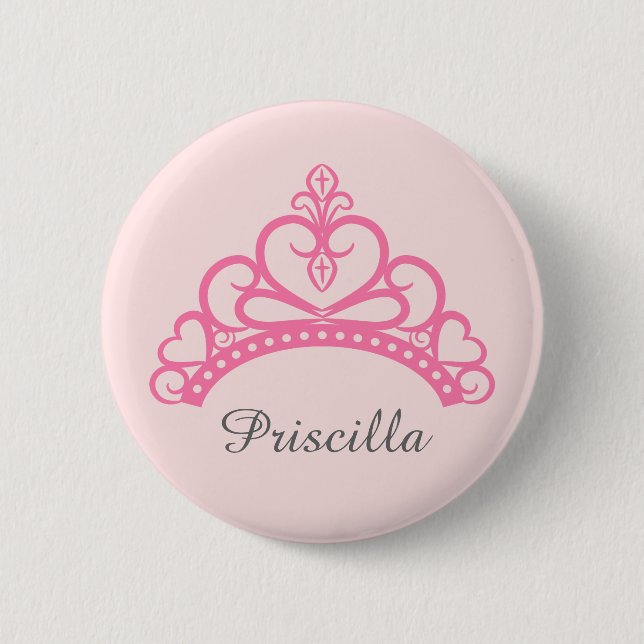 Elegante rosa Prinzessin Tiara, Krone für Mädchen Button (Vorderseite)