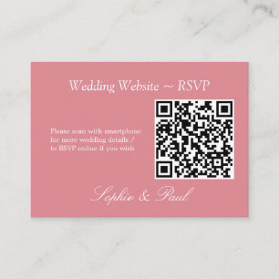 Elegante, rosa QR-Code-Website RSVP-Karte Begleitkarte