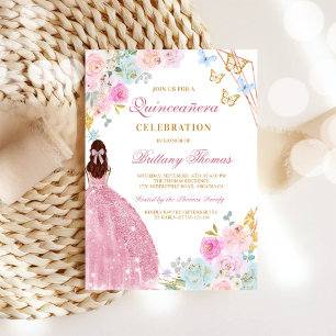 Elegante rosa Quinceañera-Einladung Einladung