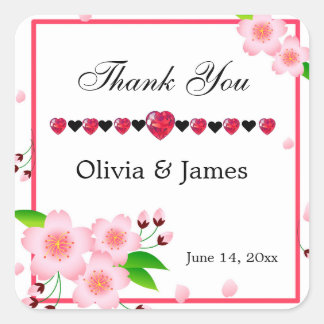 Elegante Rosa Red Peony Blume Wedding Quadratischer Aufkleber