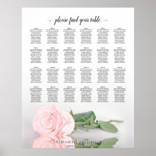 Elegante rosa rosa 24 Tisch Hochzeit Sitzordnung Poster