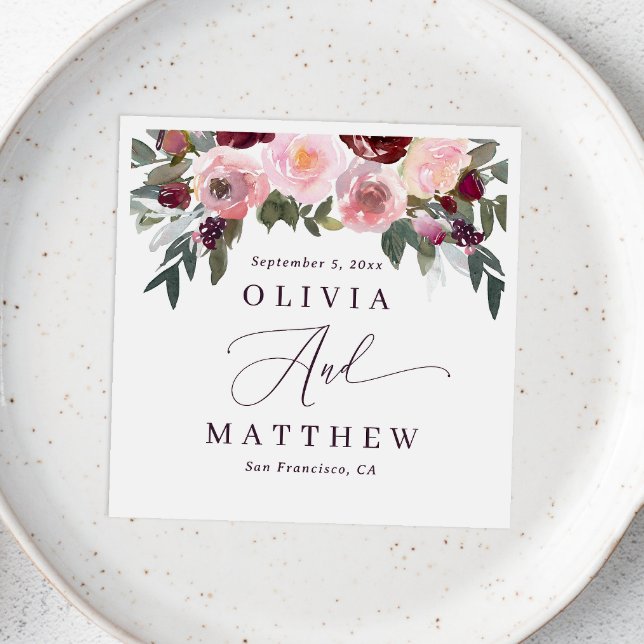 Elegante rosa rosa Blume. Hochzeit im Garten Serviette (Von Creator hochgeladen)