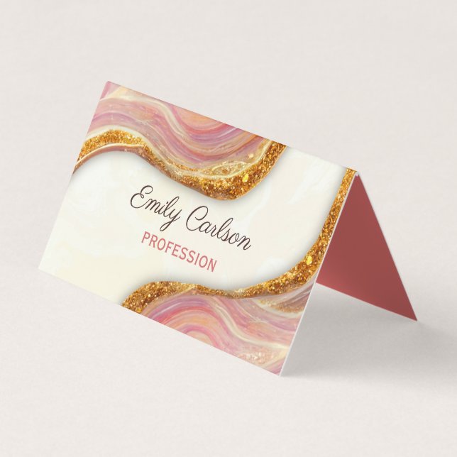 Elegante Rosa-Rosa-Marmor-Imitate Gold Glitzer, ab Visitenkarten (Vorderseite)