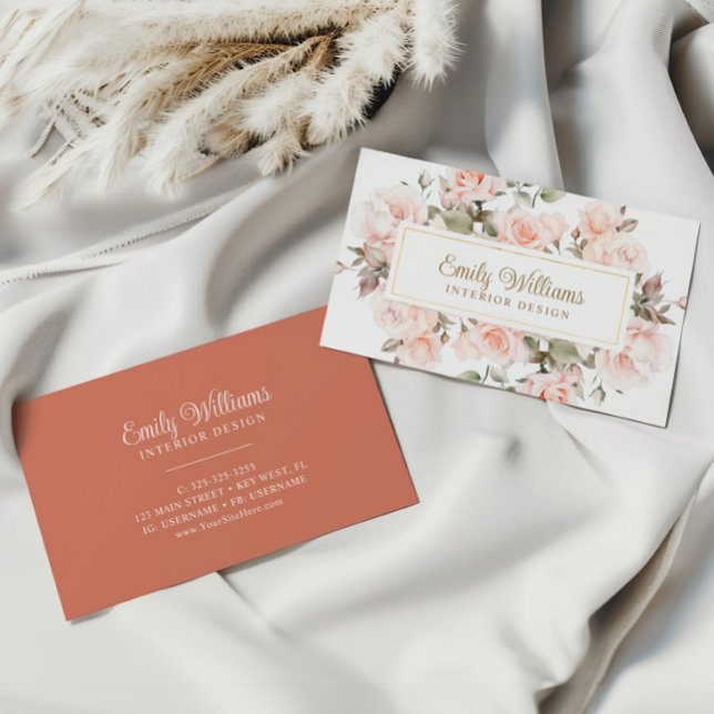 Elegante Rosa Rose Blume Business Card Visitenkarte (Von Creator hochgeladen)