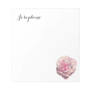 Elegante rosa Rose Blumen  addieren Ihren Namen Notizblock