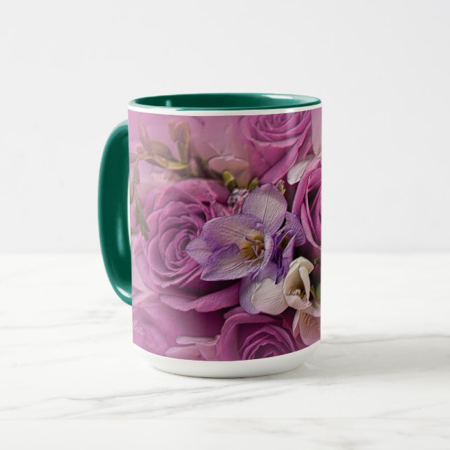 Elegante Rosa Rose Bouquet Tasse (Vorderseite Links)