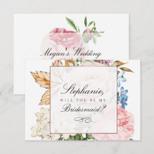 Elegante Rosa Rose Bridesmaid Card Einladung