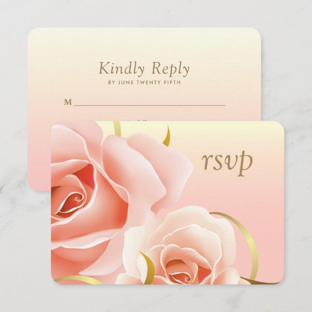 Elegante rosa Rose Design benutzerdefinierte RSVP- RSVP Karte (Vorne/Hinten)