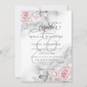 Elegante, rosa Rose Einladung