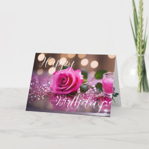Elegante Rosa Rose Geburtstagsgrüße Karte