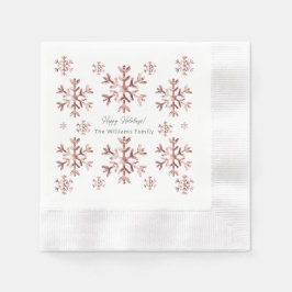 Elegante Rosa Rose Gold Look Schneeflocken Weihnac Serviette