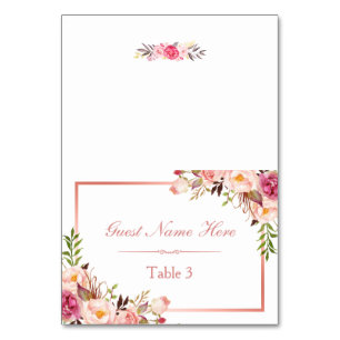 Elegante Rosa Rose Gold Wedding Place Escort Tischnummer