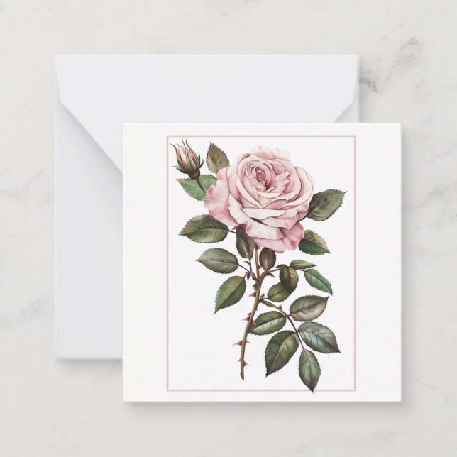 Elegante Rosa Rose in voller Blüte Mitteilungskarte (Vorderseite)