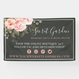 Elegante Rosa Rose mit Blumen Moderne Boutique Banner
