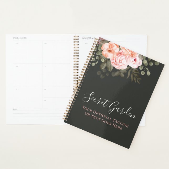 Elegante Rosa Rose mit Blumen Moderne Eleganz Planer (Anzeige)