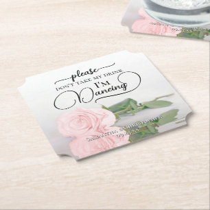 Elegante Rosa Rose Nehmt mir nicht die Hochzeit me Untersetzer