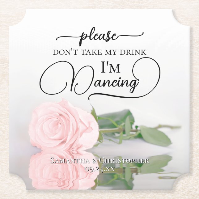 Elegante Rosa Rose Nehmt mir nicht die Hochzeit me Untersetzer (Vorderseite)