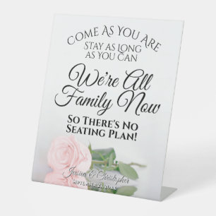 Elegante Rosa Rose Open Seating Wedding Sockelschild