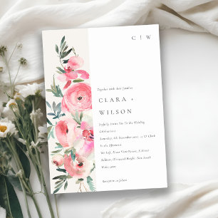 Elegante Rosa Rose Orchid Hochzeit der Wasserfarbe Einladung