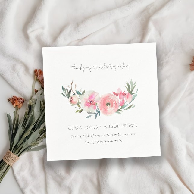 Elegante Rosa Rose Orchid Hochzeit der Wasserfarbe Serviette (Von Creator hochgeladen)