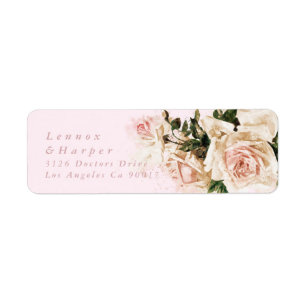 Elegante Rosa Rose Romance Hochzeit Rücksendeadres
