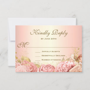 Elegante Rosa Rose RSVP Karte
