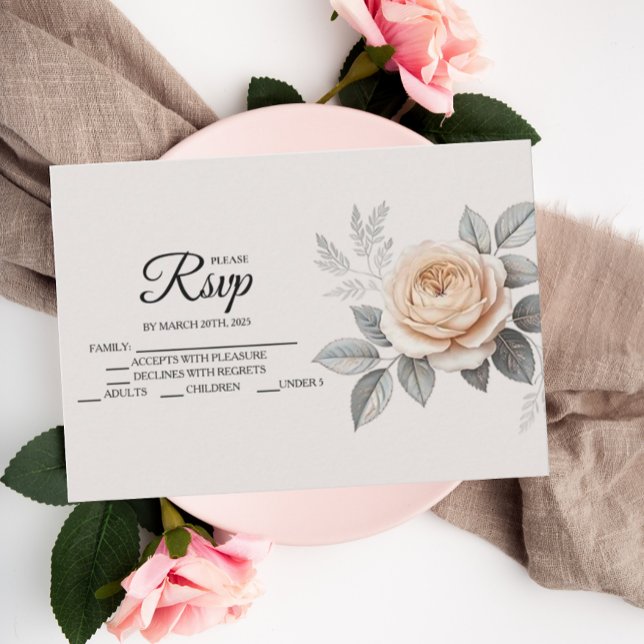 Elegante rosa Rose RSVP-Karten RSVP Karte (Von Creator hochgeladen)
