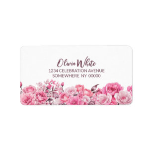 Elegante Rosa Rose Rücksendeadressen-Aufkleber Adressaufkleber