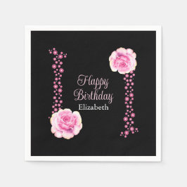Elegante Rosa Rose Schwarze Adresse Serviette