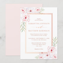 Elegante Rosa Rose Wasserfarben Hochzeit Gold