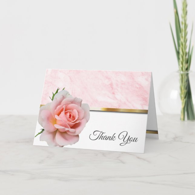 Elegante Rosa Rose Wedding Dankeskarte (Vorderseite)