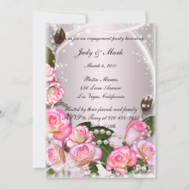 Elegante rosa Rosen and Pearls Engagement Party Einladung