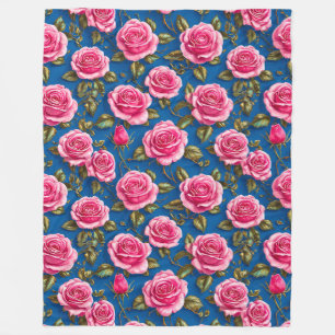 🌸 Elegante rosa Rosen blühende florale Weichheit Fleecedecke