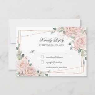 Elegante rosa Rosen Florale Rose Gold Hochzeit RSVP Karte